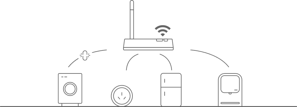 Several smart devices connected to a single router